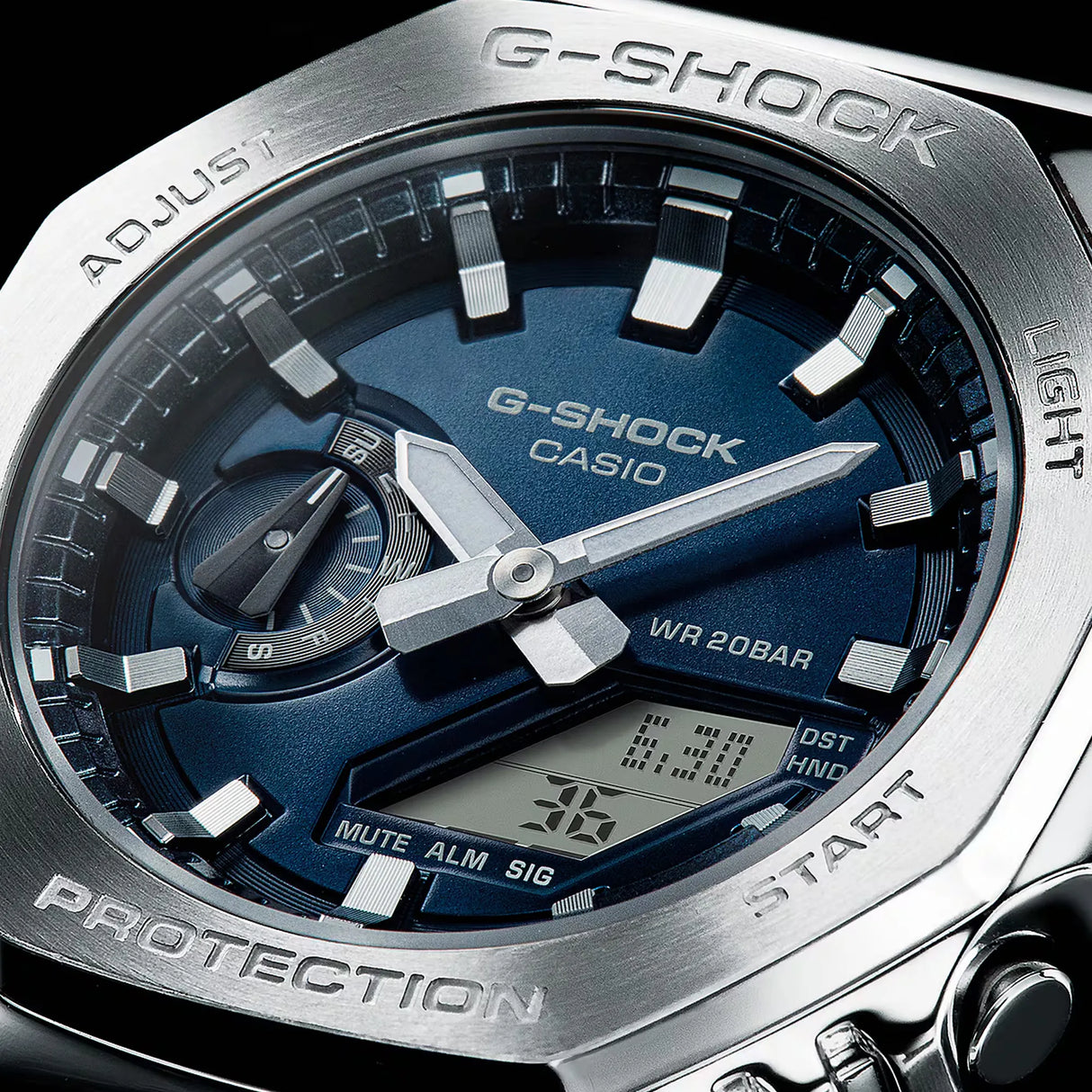 Casio G-SHOCK 2100 Series Steel Dual Display Watch (GM-2110D-2BER)