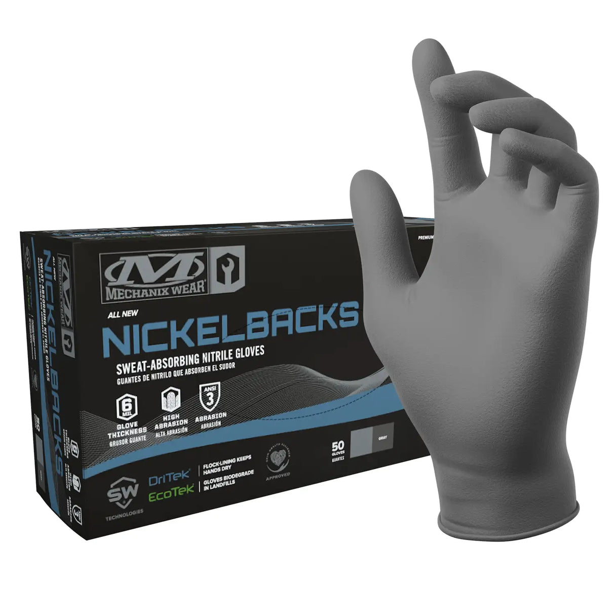 Mechanix Nickelbacks Sweat-Absorbing Nitrile Gloves (Box of 50)