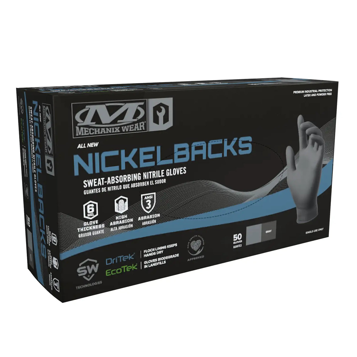 Mechanix Nickelbacks Sweat-Absorbing Nitrile Gloves (Box of 50)