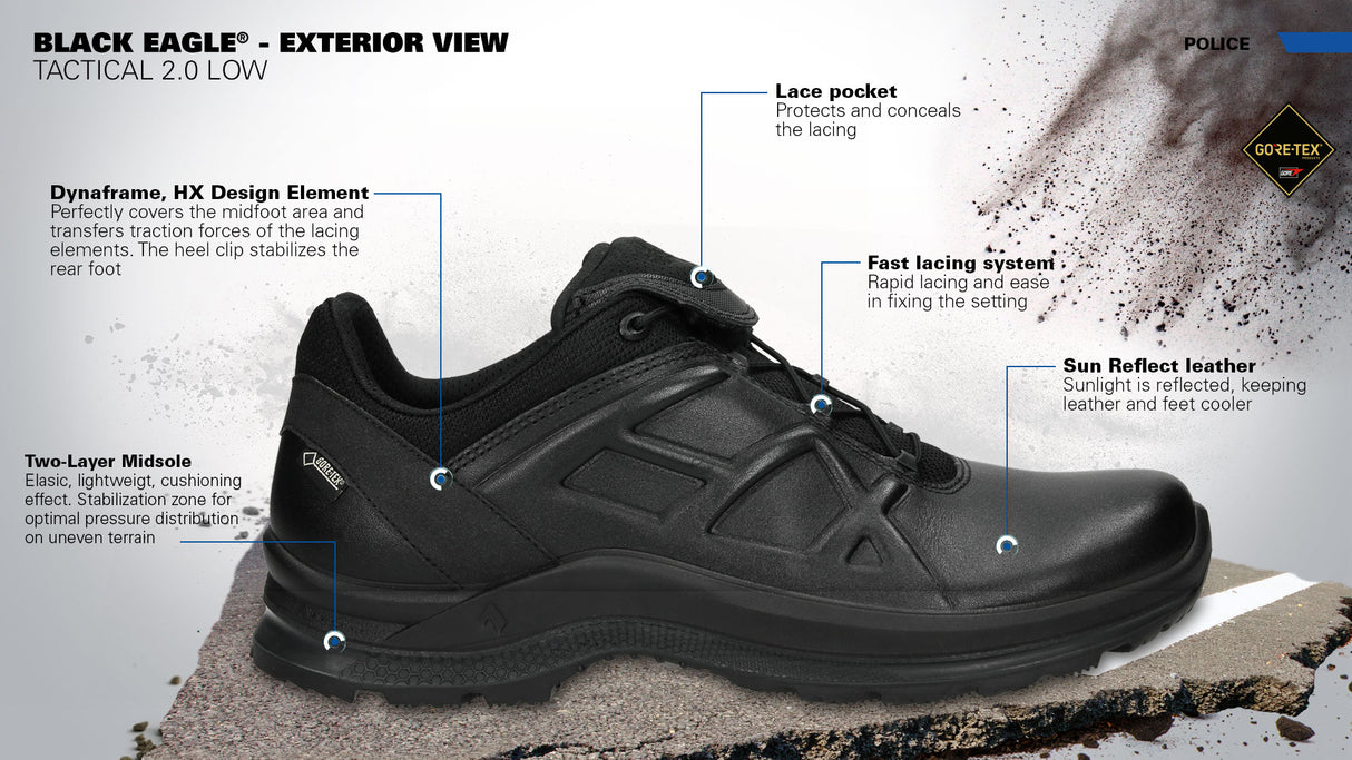 HAIX Black Eagle Tactical 2.1 GTX Low Shoes (Black)
