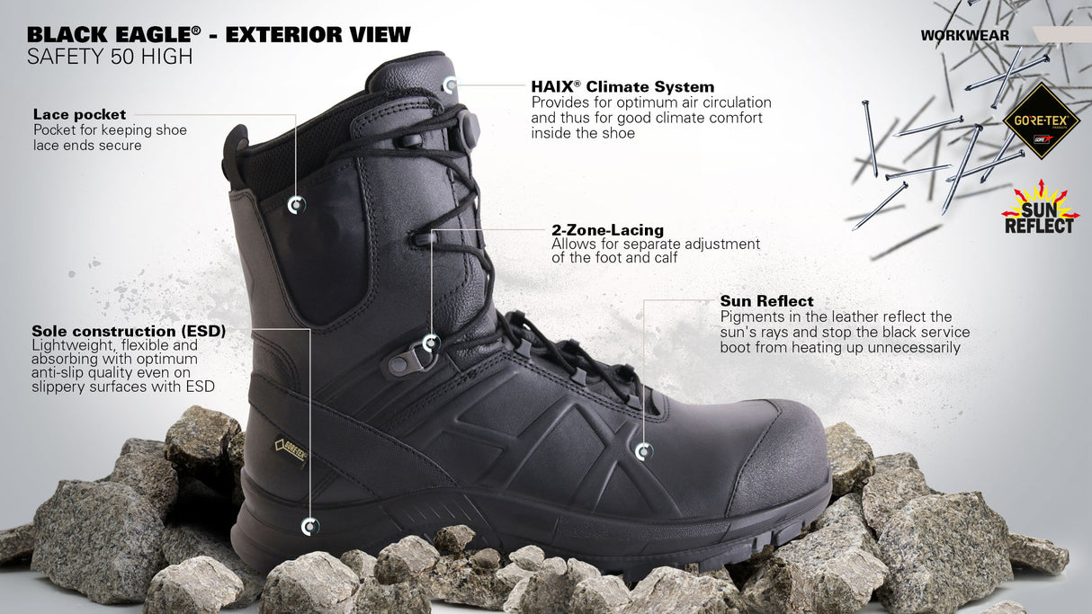 HAIX Black Eagle Safety 50 High S3 Boots (Black)