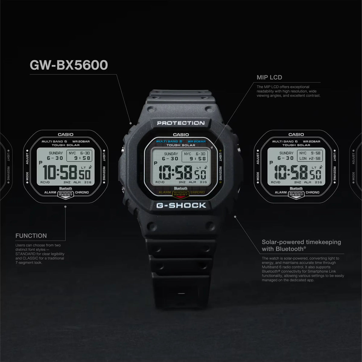 Casio G-SHOCK 5600 Series Multi-Band 6 Digital Watch (GW-BX5600-1ER)