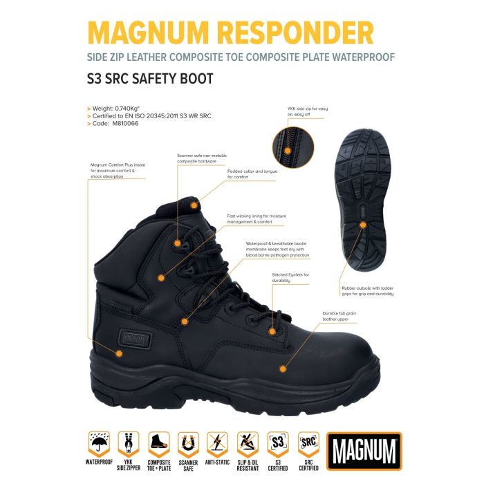 Magnum Responder Leather SZ WP CT S3 SRC Safety Boots